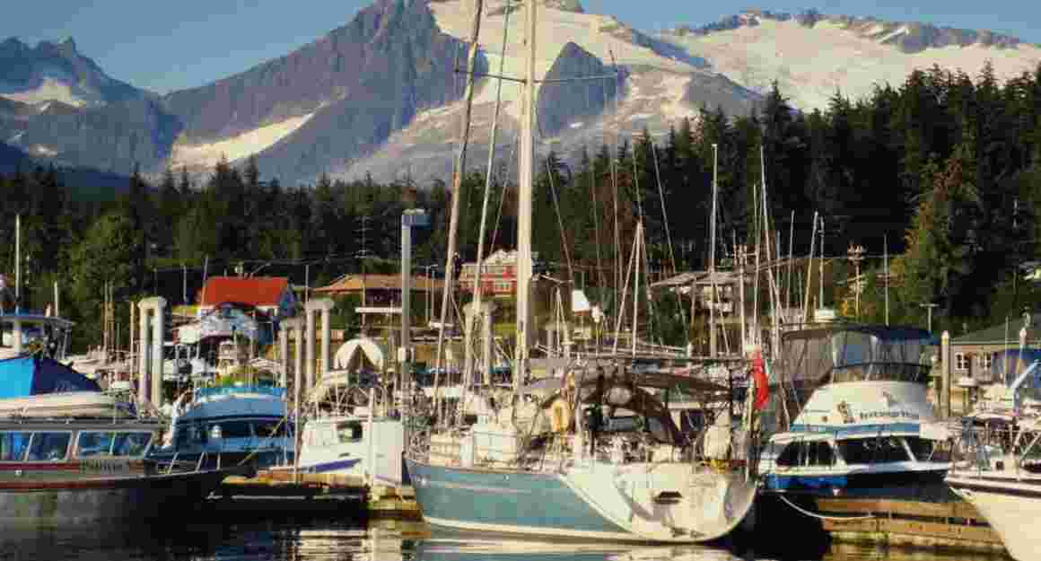A Yacht from BAVARIA in a harbour in Alaska.