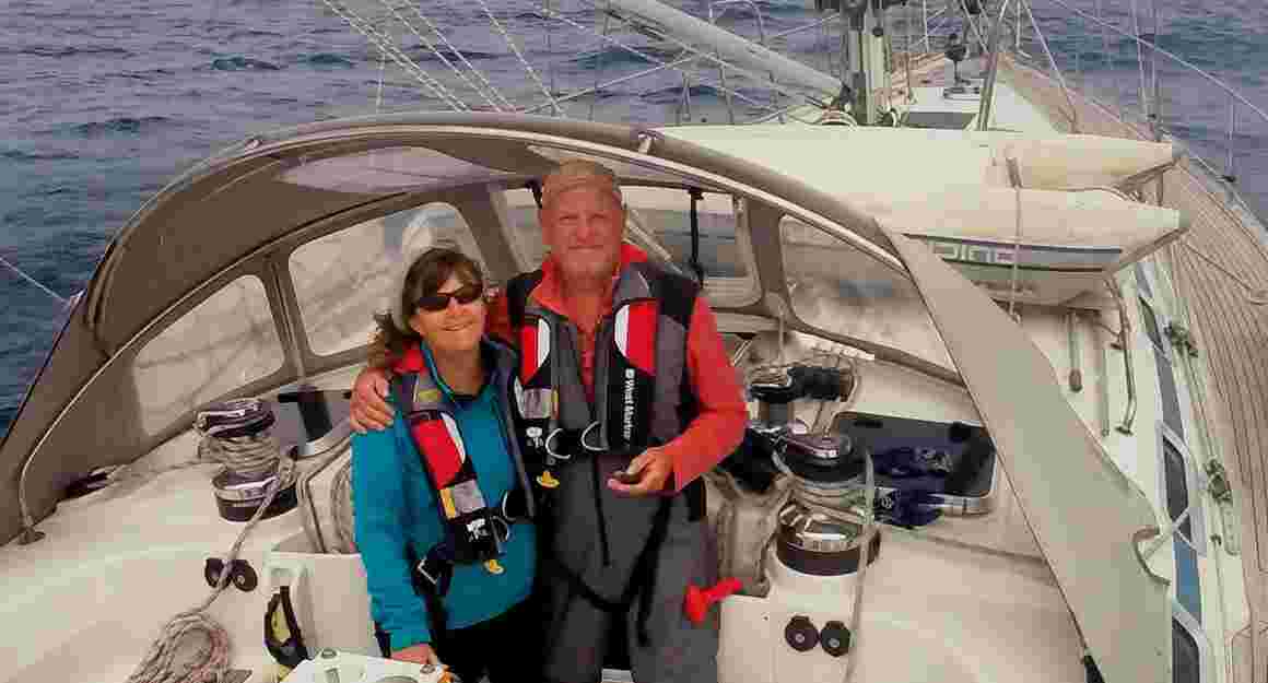 Marie and Dave Ungless on their BAVARIA sailing yacht.